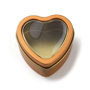 Tinplate Iron Heart Shaped Candle Tins, Gift Boxes with Clear Window Lid, Storage Box, Gold, 6x6x2.8cm(CON-NH0001-01B)