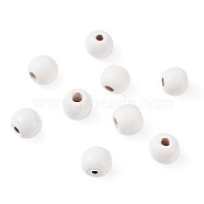 Dyed Natural Wood Beads, Round, White, 10x9mm, Hole: 3.5mm, 200pcs/bag(WOOD-TA0001-19-B)