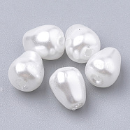 Eco-Friendly Plastic Imitation Pearl Beads, High Luster, Grade A, teardrop, White, 7x6x6mm, Hole: 1.4mm(MACR-T013-09)