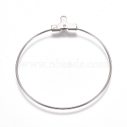 304 Stainless Steel Wire Pendants, Hoop Earring Findings, Ring, Stainless Steel Color, 21 Gauge, 40x35.5x0.7mm, Hole: 1mm(STAS-M274-020F)
