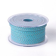 Braided Cowhide Cord, Leather Jewelry Cord, Jewelry DIY Making Material, Deep Sky Blue, 4mm, about 5.46 yards(5m)/roll(WL-I004-4mm-03A)