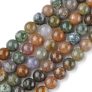 Natural Indian Agate Beads Strands, Round, 8mm, Hole: 0.8mm, about 44~47pcs/strand, 14.80~14.96 inch(37.6~38cm)(G-G0003-C04)