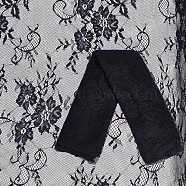 Nylon Eyelash Lace Trim Fabric, for DIY Decorative Clothing Sewing Applique Fabric, Black, 300x150cm(AJEW-WH0314-65A)
