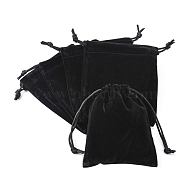 Black Rectangle Shaped Velvet Jewelry Drawstring Bags, about 10cm wide, 12cm long(X-TP010-2)