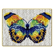 DIY Latch Hook Rug Kit, DIY Rug Crochet Yarn Kits, Including Color Printing Mesh Embroidery Pad, Acrylic Fiber Wool, Instruction, Butterfly, 385x508x2mm(DIY-NH0005-01G)