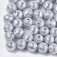 Polyester Thread Fabric Covered Beads, with ABS Plastic Inside, Round, Silver, 16x17mm, Hole: 2mm(X-WOVE-T009-16mm-06)