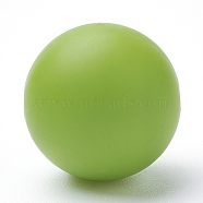 Food Grade Eco-Friendly Silicone Beads, Round, Yellow Green, 14~15mm, Hole: 2mm(SIL-R008C-08)