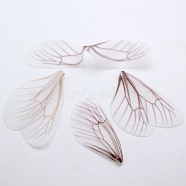 Atificial Craft Chiffon Butterfly Wing, Handmade Organza Dragonfly Wings, Gradient Color, Ornament Accessories, White, 92x20mm, Hole: 1.5mm(FIND-PW0001-027-A01)