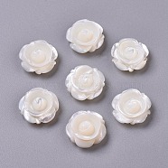 Natural White Shell Beads, Mother of Pearl Shell Beads, No Hole/Undrilled, Rose, 15x6.5mm(BSHE-L043-05)