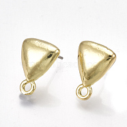 Alloy Stud Earring Findings, with Steel Pins, with Loop, Triangle, Light Gold, 14.5x10.5mm, Hole: 2mm, Pin: 0.7mm(PALLOY-T065-07)