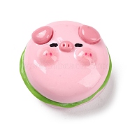 Opaque Resin Cute Pig Imitation Food Decoden Cabochons, Pink, 23x15mm(CRES-M016-01E)