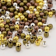 Mixed Brass Round Spacer Beads, Mixed Color, 3mm, Hole: 1.2mm, about 5000pcs/200g(J0K2F-M)