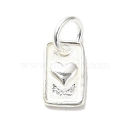 Sterling Silver Charms, with Jump Ring, with S925 Stamp, Rectangle, 10x6x1.5mm, Hole: 3.5mm(STER-E070-03D)