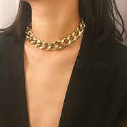 Chunky Aluminum Curb Chain Necklaces for Women, Golden, 14.69 inch(37.3cm)(NJEW-K261-01C-G)