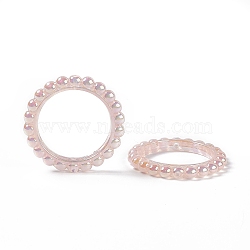 UV Plating Opaque Acrylic Beads Frames, Flower Ring, Misty Rose, 42.5x43x5.5mm, Hole: 2.5mm, Inner Diameter: 31mm(PACR-M003-03F)