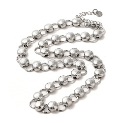 Handmade 304 Stainless Steel Necklaces, Flat Round Chains Necklaces, Stainless Steel Color, 16.26 inch(41.3cm)(NJEW-Q333-02C-02)