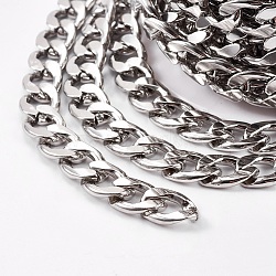 3.28 Feet 304 Stainless Steel Cuban Link Chains, Curb Chains, Unwelded, Stainless Steel Color, 10x7mm(X-CHS-E013-17C)
