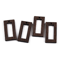 Natural Wenge Wood Pendants, Undyed, Rectangle Frame Charms, Coconut Brown, 28x14.5x3.5mm, Hole: 1.8mm(WOOD-T023-36)