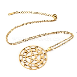 201 Stainless Steel Constellations with Star Pendant Necklace with Cable Chains, Golden, 17.80 inch(45.2cm)(NJEW-Q317-30G)