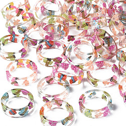 Transparent Resin Dragonfly Finger Ring for Women, Mixed Color, US Size 6(16.5mm)(RJEW-T022-026)