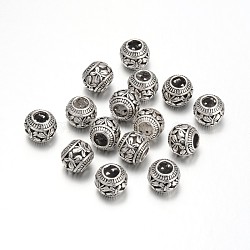 Tibetan Style European Beads, Rondelle, Antique Silver, 11x9mm, Hole: 4.5mm(MPDL-R019-11)