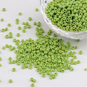 12/0 Opaque Colours Round Glass Seed Beads, Green Yellow, Size: about 2mm in diameter, hole:1mm, about 3303pcs/50g