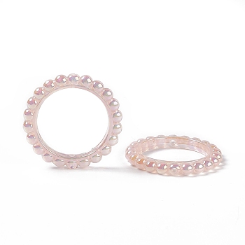 UV Plating Opaque Acrylic Beads Frames, Flower Ring, Misty Rose, 42.5x43x5.5mm, Hole: 2.5mm, Inner Diameter: 31mm
