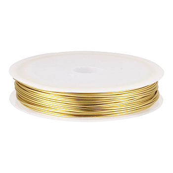 Copper Jewelry Wire, Round, Gold, 21 Gauge, 0.7mm, about 42.65 Feet(13m)/Roll