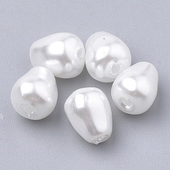 Eco-Friendly Plastic Imitation Pearl Beads, High Luster, Grade A, teardrop, White, 7x6x6mm, Hole: 1.4mm