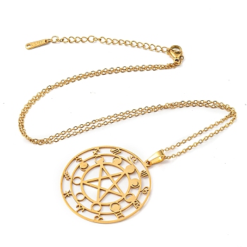 201 Stainless Steel Constellations with Star Pendant Necklace with Cable Chains, Golden, 17.80 inch(45.2cm)