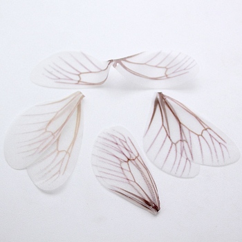 Atificial Craft Chiffon Butterfly Wing, Handmade Organza Dragonfly Wings, Gradient Color, Ornament Accessories, White, 92x20mm, Hole: 1.5mm