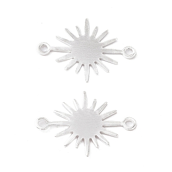 Brass Connector Charms, Cadmium Free & Lead Free, Sun Links, 925 Sterling Silver Plated, 13x17.5x0.7mm, Hole: 1.2mm