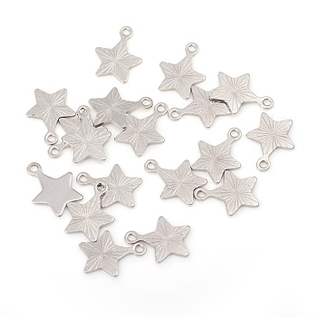 201 Stainless Steel Pendants, Laser Cut, Star, Stainless Steel Color, 13x10.5x0.8mm, Hole: 1.4mm