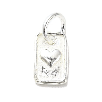 Sterling Silver Charms, with Jump Ring, with S925 Stamp, Rectangle, 10x6x1.5mm, Hole: 3.5mm