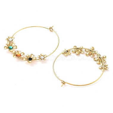 Flower Glass Hoop Earrings(EJEW-K261-01G-02)-2