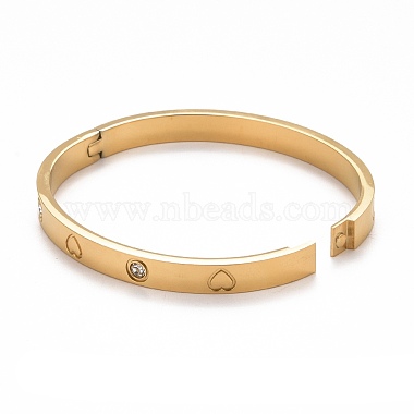 304 Stainless Steel Flat with Heart Pattern Bangle(BJEW-F430-01)-4