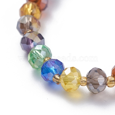 Galvanisierte facettierte Abakusglas Perlen Stretch Armb&auml;nder(BJEW-JB04876)-2