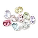 Glass Rhinestone Cabochons, Pointed Back & Back Plated, Faceted, Oval, Mixed Color, 8x6x4mm(RGLA-L029-17A)