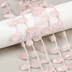 Natural Madagascar Rose Quartz Beads Strands, Faceted, Horse Eye, Top Drilled, with Plastic Tube Beads, 17x8.5x5mm, Hole: 1mm, about 24pcs/strand, 15.35''(39cm)(G-P607-A06-01)