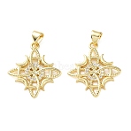 Halloween Brass Micro Pave Clear Cubic Zirconia Pendants, Witches Knot Wiccan Symbol Charms, Real 18K Gold Plated, 23.5x21x2mm, Hole: 4x3mm(KK-H279-11E-G)