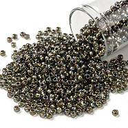 TOHO Round Seed Beads, Japanese Seed Beads, (999) Gilt Lined AB Black Diamond, 8/0, 3mm, Hole: 1mm, about 222pcs/bottle, 10g/bottle(SEED-JPTR08-0999)