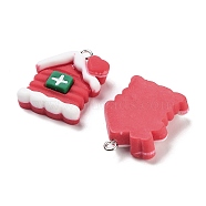 Christmas Theme Opaque Resin Pendants, Christmas Charms, House, 25.5x19.5x7mm, Hole: 2mm(RESI-N039-104)