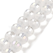 Electroplate Glass Beads Strands, AB Color Plated, Frosted and Faceted(96 Facets), Round, WhiteSmoke, 9.5~10x9~9.5mm, Hole: 1.8mm, about 69~70pcs/strand, 24.57''(62.4~63.1cm)(EGLA-Z001-03A-AB03)