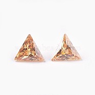 Cubic Zirconia Pointed Back Cabochons, Triangle, Faceted, Goldenrod, 5x6x3mm(ZIRC-WH0001-A03)