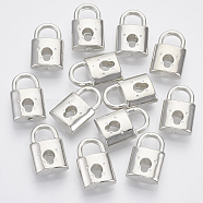 Plating ABS Plastic Pendants, Lock, Platinum, 16x10x5mm, Hole: 5x5mm(X-KY-N007-13)