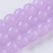 Glass Beads Strands, Imitation Jade, Round, Lilac, 6mm, Hole: 1mm, about 67pcs/strand, 15.7 inch(40cm)(X-GLAA-I039-6mm-07)