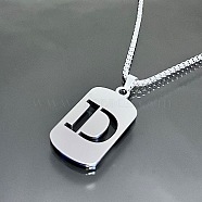 Stainless Steel Box Chain Necklaces, Rectangle with Letter D Pendant Necklaces(YT2090-4)