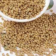 MIYUKI Round Rocailles Beads, Japanese Seed Beads, 8/0, (RR182) Galvanized Yellow Gold, 8/0, 3mm, Hole: 1mm, about 19000~20500pcs/pound(SEED-G008-RR0182)