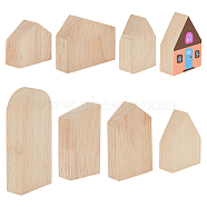 7Pcs 7 Style Unfinished Wood Tray, House Shape, PapayaWhip, 4.5~10.6x4.05~6.45x2cm, 1pc/style(WOOD-WH0034-36A)