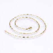 304 Stainless Steel Mariner Link Chain Necklaces, Golden, 19.68 inch(50cm), 1.4mm (NJEW-P226-03G-04)